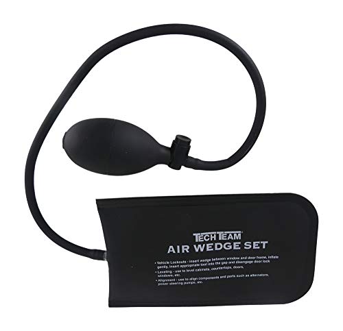 Air Wedge Shim Set, for Aligning Automotive Parts, Levelling Cabinets, Doors, and Furniture, Inflatable, Internally Reinforced, 300 lb. Capacity, Flexible Hose with Hand Pump, Set of 2, by Tech Team - Thumbnail 2