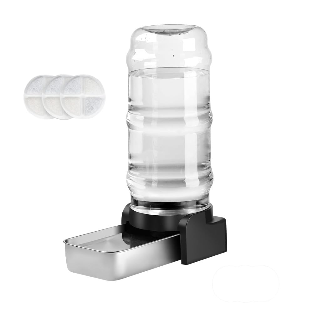 Marchul 8.6 L Cani Distributore d'acqua, distributore automatico d'acqua per cani con ciotola in acciaio inossidabile e 3 filtri, bottiglia d'acqua a gravità di grande capacità per cani e gatti