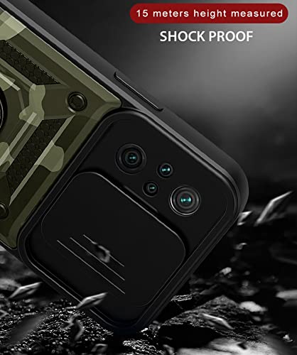 Image of Kapa Tank Back Cover for Redmi Note 10 Pro /Note 10 Pro Max, Inbuilt Ring + Slider [Military Grade Protection] Shockproof Lens Protection Case (Green)