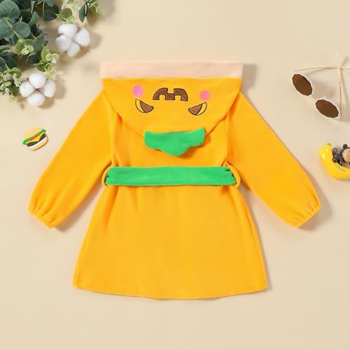 Kuriozud Baby Girls Robe Toddler Christmas Long Sleeve Furry Contrast Color Hooded Velvet Bathrobe3