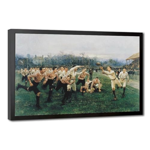Impression sur toile de rugby par William Barnes Wollen, cadre suspendre 30x45 cm