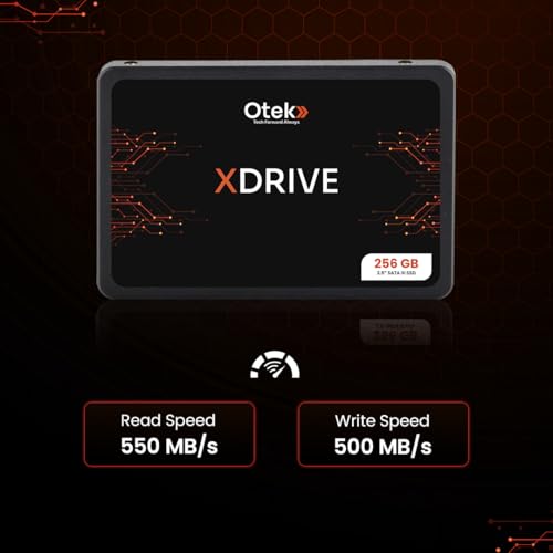 Image of OTEK XDRIVE 256GB SATA III Internal SSD | 2.5 Inch Desktop SSD | 550MB /s Read, 500MB /s Write | 3D TLC NAND | Fast Boot Drive with 3 Year Warranty for PC Upgrade