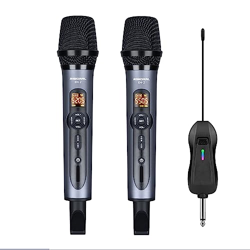 Riworal Wireless Microphone Uhf Dynamic Handheld Mics Wireless Reverb Karaoke Microphones System Set With Rechargeable Receiver 164 Ft Range For Wedding Party Singing #TOP7