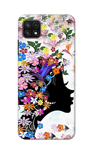 Image of Printed Hard Back Cover Case for Samsung Galaxy A22 5G | A22s 5G | Samsung F42 5G Back Cover (Floral Hairstyle Girl) -1803