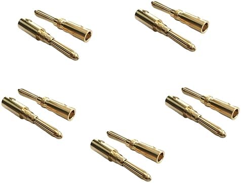 Speaker Connectors Terminal Fospower Banana Plugs 12 Pairs / 24 Pcs, Closed Screw 24K Gold Plated Banana Spe Speaker Wire Connector