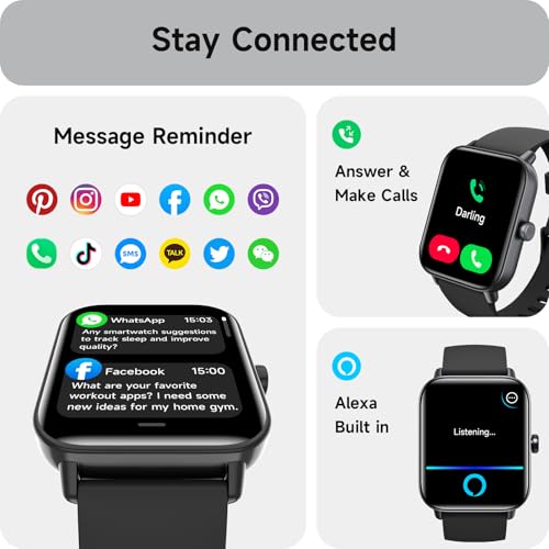 Smartwatch Herren Damen mit Telefonfunktion,1.8" Smart Watch Fitnessuhr mit Whatsapp und Alexa,Herzfrequenz Schlafmonitor… – Ansicht 3