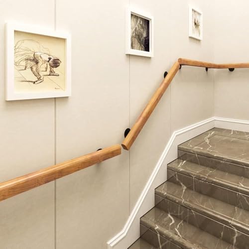 Rambarde d'escalier intérieure en bois noble mural de 600 cm avec fixations robustes - 5