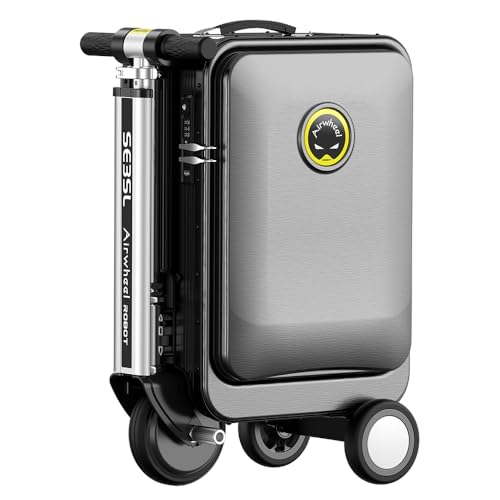 Airwheel SE3-SL Hafif Sürülebilir Bagaj Taşınabilir Binme Bavul Scooter, Seyahat İçin 6.8kg Ultra Hafif, Siyah, Large, Binicilik Bavul