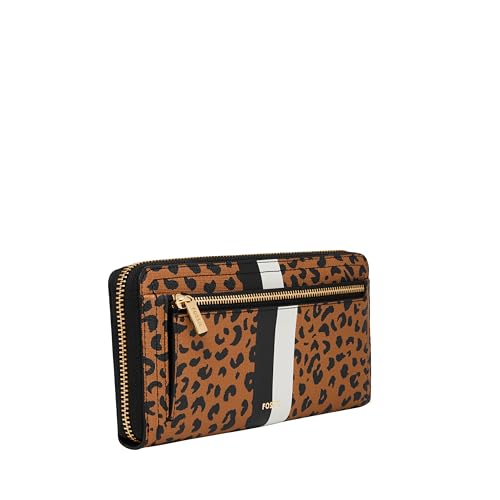 Image of Fossil Women's Logan Leather RFID-Blocking Zip Around Clutch Wallet with Wristlet Strap for Women