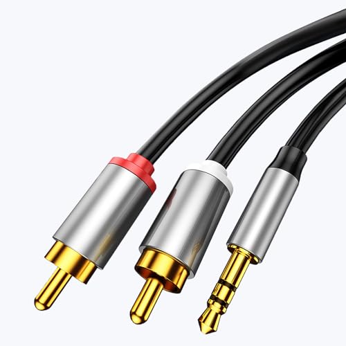 TRkin 3.5 mm回転デュアル蓮華AV線2 RCAプラグ変換線2 mミニピンAV変換器パソコンスピーカー線1分2オーディオ線ブラック [並行輸入品]