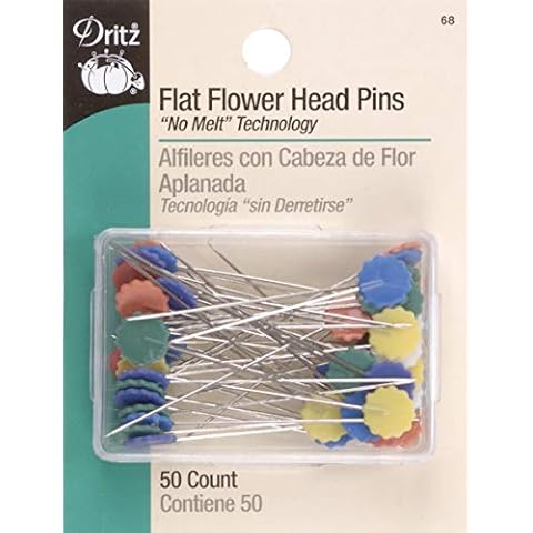 Dritz 68 Flat Head Pins, Flower, 2-Inch (50-Count) Cover