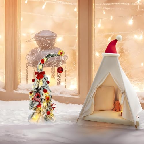 Árbol de Navidad plegable para mesa de 35 cm con luces LED decorativas 4