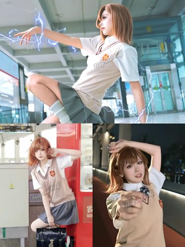 Image of Half and Half Short Deep Brown Straight Anime Cosplay Wig for Women 15'' Deep Brown Wigs with Side Part Bangs Synthetic Hair Wigs for Halloween Party Daily Costumes