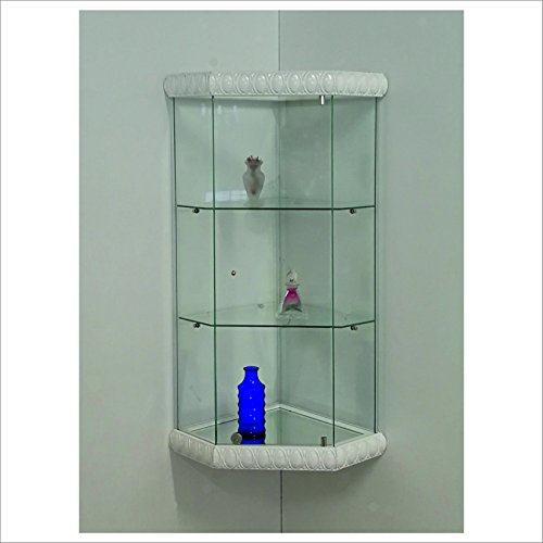 Vetrinetta Angolare VM504T In Noce Scuro - Vetro Temperato, 80x32x32 Cm, Già Assemblabile