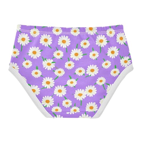 Toddler Girls Underwear 2t Cotton Panties Little Girl Animal Briefs Underpants White Daisies Purple2