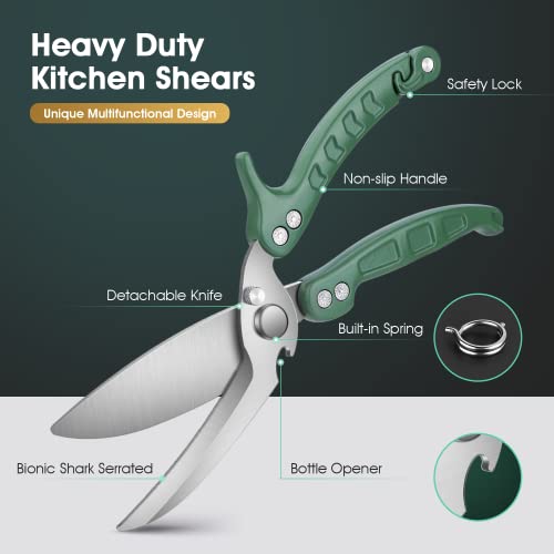 Image of DRAGON RIOT Heavy Duty Poultry Shears - A Must Have Kitchen Shears for Chicken and Meat Cutting - Dishwasher Safe and Stainless Food Kitchen Scissors for Thanksgiving(Green)