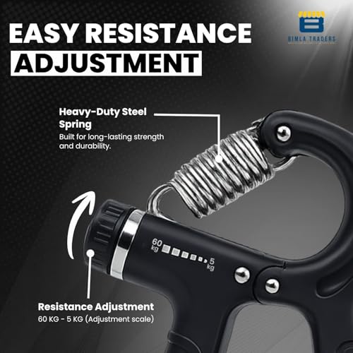 Image of CRAE Hand Gripper with Counter - Adjustable Grip Strengthener, 60 KG Capacity for Forearm, Wrist & Finger Workout Men & Women (Black)