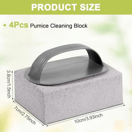 Starvortex 4Pcs Pumice Stone for Cleaning Oven, Grill Cleaning Brick Block with Handle, Nature Cleaning Pumice Stone Set, Griddle Stone Cleaner Brick Block for Cleaning Supplies Sink BBQ Bathroom Pool