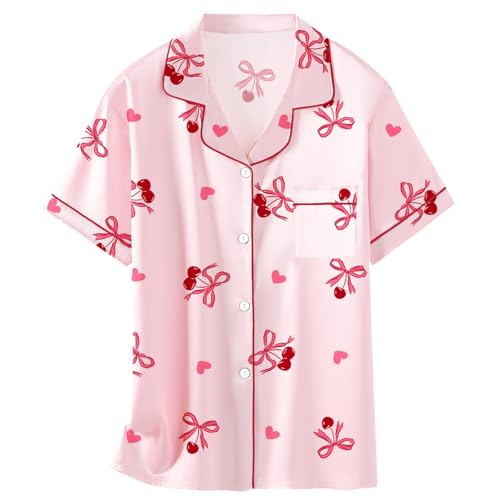 Image of Girls & Womens Satin Pajamas Set, Silk Button-Down Sleepwear 2 Piece Nightwear, 3 Years - Women XXL