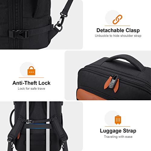 Bagsure Travel Backpack 42L Carry On Backpack Flight Approved Expandable Travel Backpack For Men Carry On Backpack Luggage Daypack With Packing Cubes And Shoe Pocket, Waterproof Large Travel Bags #TOP5