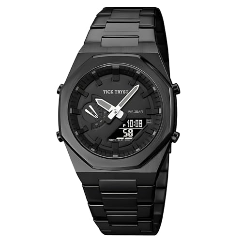 Image of Dual-Display Analog-Digital Watch, Zink Alloy Case Men's Watch,Stainless Steel Band, Luminous 30M Water-Resistant Fashion Sports Watches for Men - TT-D1
