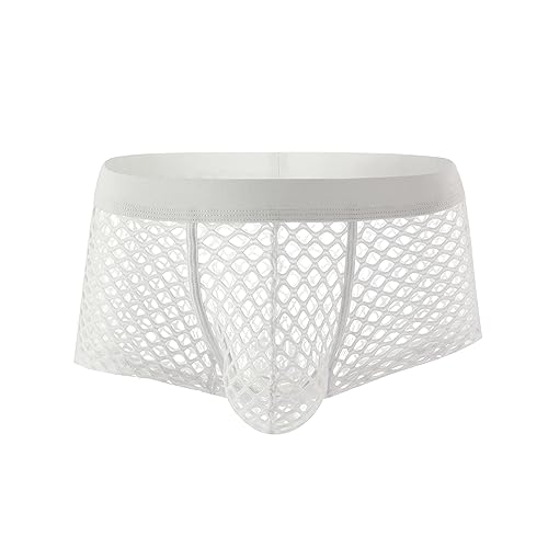 Men's Sexy Fishnet Underwear Trunks Breathable See Through Holes Design Boxer Shorts