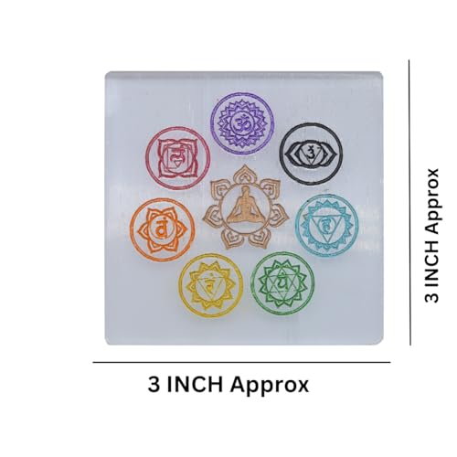 Plato de carga de cristal Selenita siete chakras miniatura 2