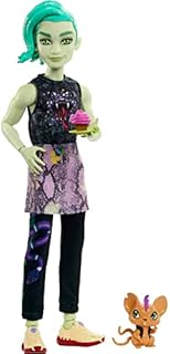 Monster High Deuce Gorgon Posable Doll, Pet and Accessories, Denim Snake Jacket, Tinted Sunglasses, Kids Toys, Gift Set [Amazon Exclusive]