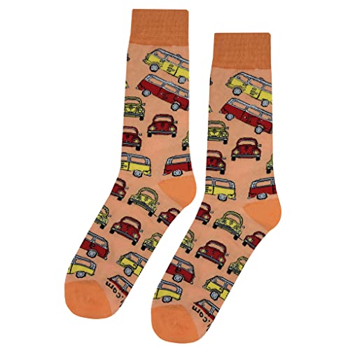 VW Ride Dress Socks 4 Pack Funny Novelty Crazy Fun Design Men Size 8-12 Cotton Casual Crew Colorful Funky Fancy Socks Gift for Men4