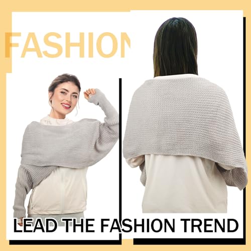 Chuarry 3 Pcs Knitted Scarf with Sleeves for Women Mother's Day Gifts Sweater Scarf Cozy Crochet Wrap Shawl Warm Adult Gifts3