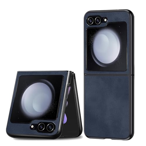 Coque Samsung Galaxy Z Flip 5 5G anti-rayures, étui cuir bleu léger