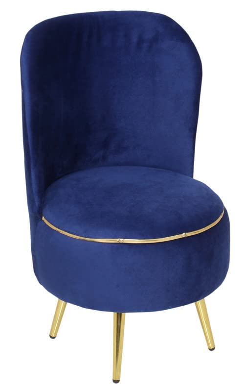 Image of Ottoman Stool for Living Room, Velvet Foot Rest Puffy for Sofa, Foot Stool for Sitting, Modern Puffy Chair for Bedroom, Metal Legs Ottoman for Home Decor, 17 /32 inch Height (Combo-Royal Blue)