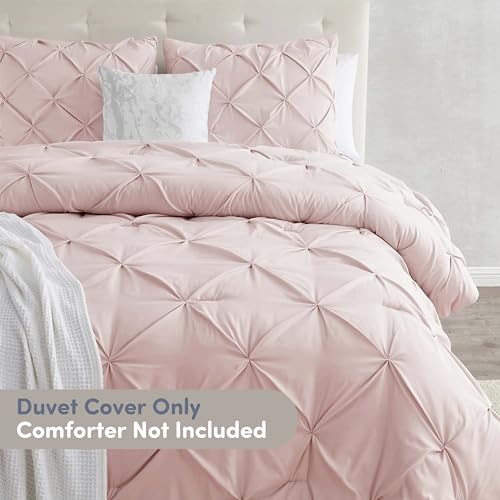 Image of Nestl California King Duvet Cover Blush - Soft Double Brushed Duvet Set with Button Closure & Corner Ties, 3 Piece Luxurious Pinch Pleated Duvet Cover Set 104x98 Inches with 2 Pillow Shams