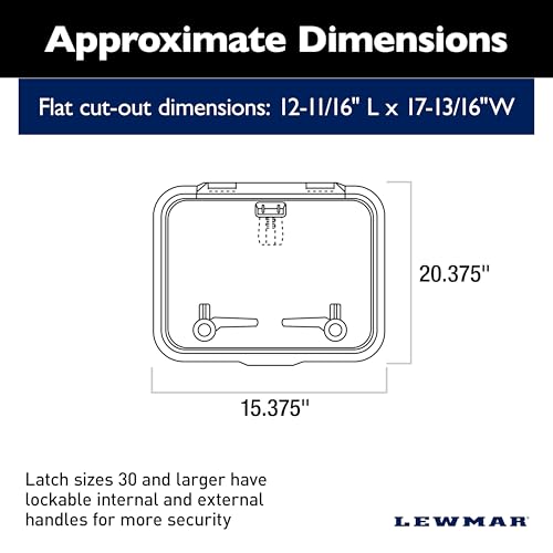 Image of Lewmar Flat Base Ocean Boat Hatch - Size 30, Corrosion-Resistant Anodized Aluminum Frame, CE-Certified, Lockable Handle, Friction Levers Open in All Positions Up to 90 Degrees