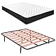 Homey Komplettes Bett mit wendbarer Matratze Sleep Pro + Kissen + Lattenrost Basic mit Beinen, legierter Stahl, Grau, 150 x 190 cm