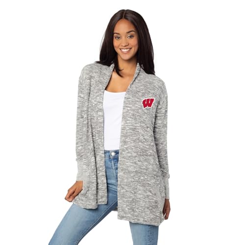 Image of chicka-d Women's Cozy Fleece Cardigan Heather Grey