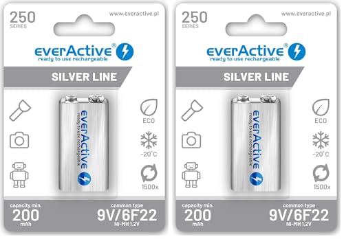 everActive – Silver Line 250 mAh 9 V (F22) NiMH batteria ricaricabile (Confezione da 2)