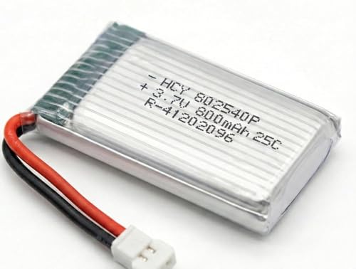 Image of 3.7V 25C LiPo Rechargeable Drone Battery | 800mAh | Spare Part for RC Quadcopter Drone, Helicopter, RC Airplane, Boat, Car, Toys, DIY Projects | 802540P (800mah)