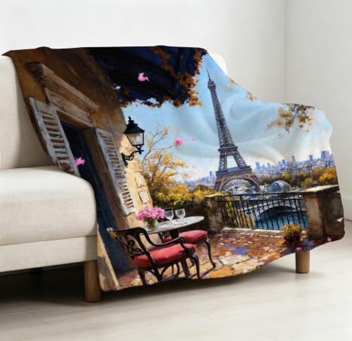 Couverture Polaire Tour Eiffel 3D imprimé graphique lavable en machine