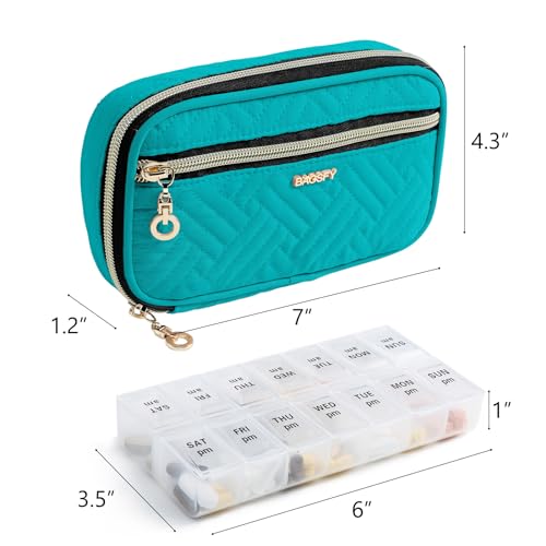 Image of BAGSFY Pill Organizer Case 2 Times a Day- Weekly Medicine Organizer Travel Pill Box with Removable 7 Day Medicine Case Container for Fish Oil, Vitamin, Supplement