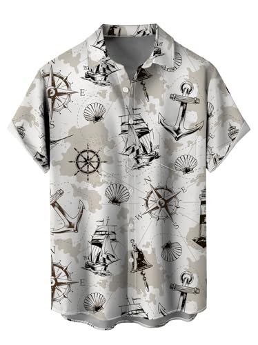 Men's Short Sleeve Button Down Casual Hawaiian Shirts Summer Beach Holiday Printed Regular Fit Top Tropical Shirts