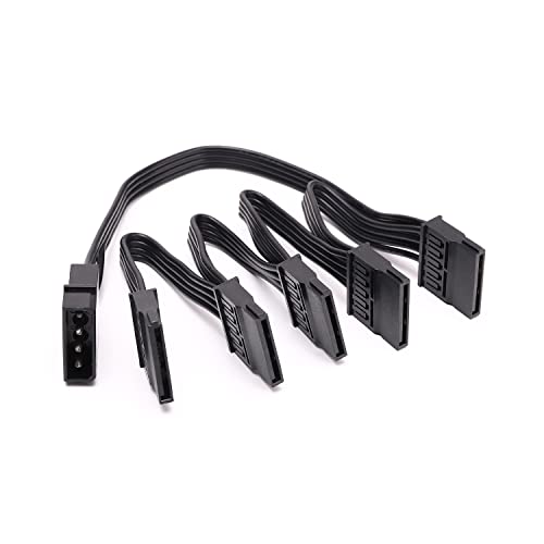 4-poliges IDE Molex auf 15-poliges SATA-Netzteilkabel, großer 4-poliger Stecker auf 5 x 15-polige SATA-Buchse, Netzteil-Adapterkabel für DIY PC Sever Cover