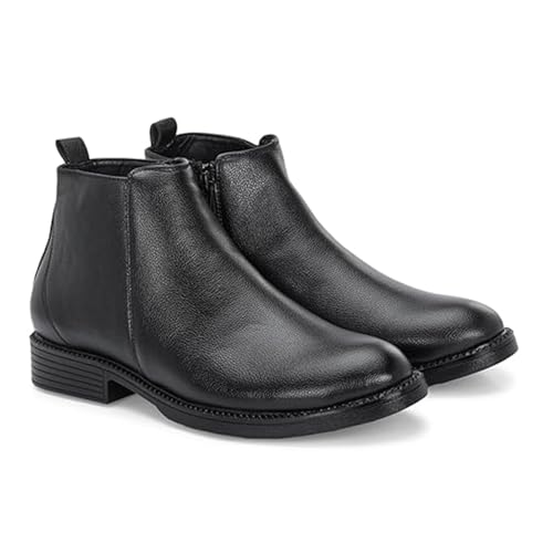 Image of STANPHORD Men Chelsea Ankle Boots | PU Zip Closure | Solid High-Top Casual Semi-Formal | Cushioned Insole | Office Outdoor Travel Wear (TPSL S16)