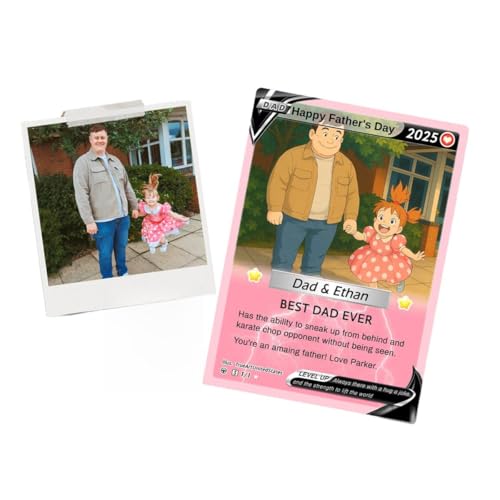 Tarjeta de poke personalizada con foto de papá: un recuerdo inolvidable estilo Ghibli
