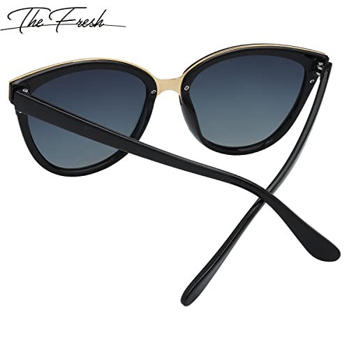 The Fresh Polarized Cat Eye Designer Tip Pointed Sunglasses FR17266P4
