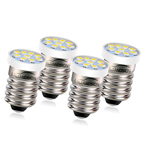 Ruiansion E10 LED懐中電灯 電球 4.5V ウォームホワイト 2016 9SMD 懐中電灯、無極性(1パック4個)