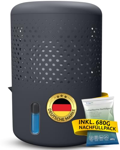 BonAura Luftentfeuchter ohne Strom - Raumentfeuchter für Keller Bad uvm. - 680g Luftentfeuchter Nachfüllpack inklusive - Entfeuchter und Luftentfeuchter Granulat im Set - Schutz vor Schimmel