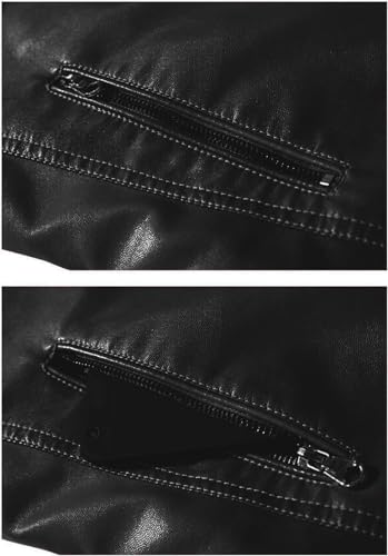 CLOAKA Men's Faux Leather Jacket Vintage with Stand Collar for Motorcycle Biker Riding Bomber Tactical Work Jacket for Men4