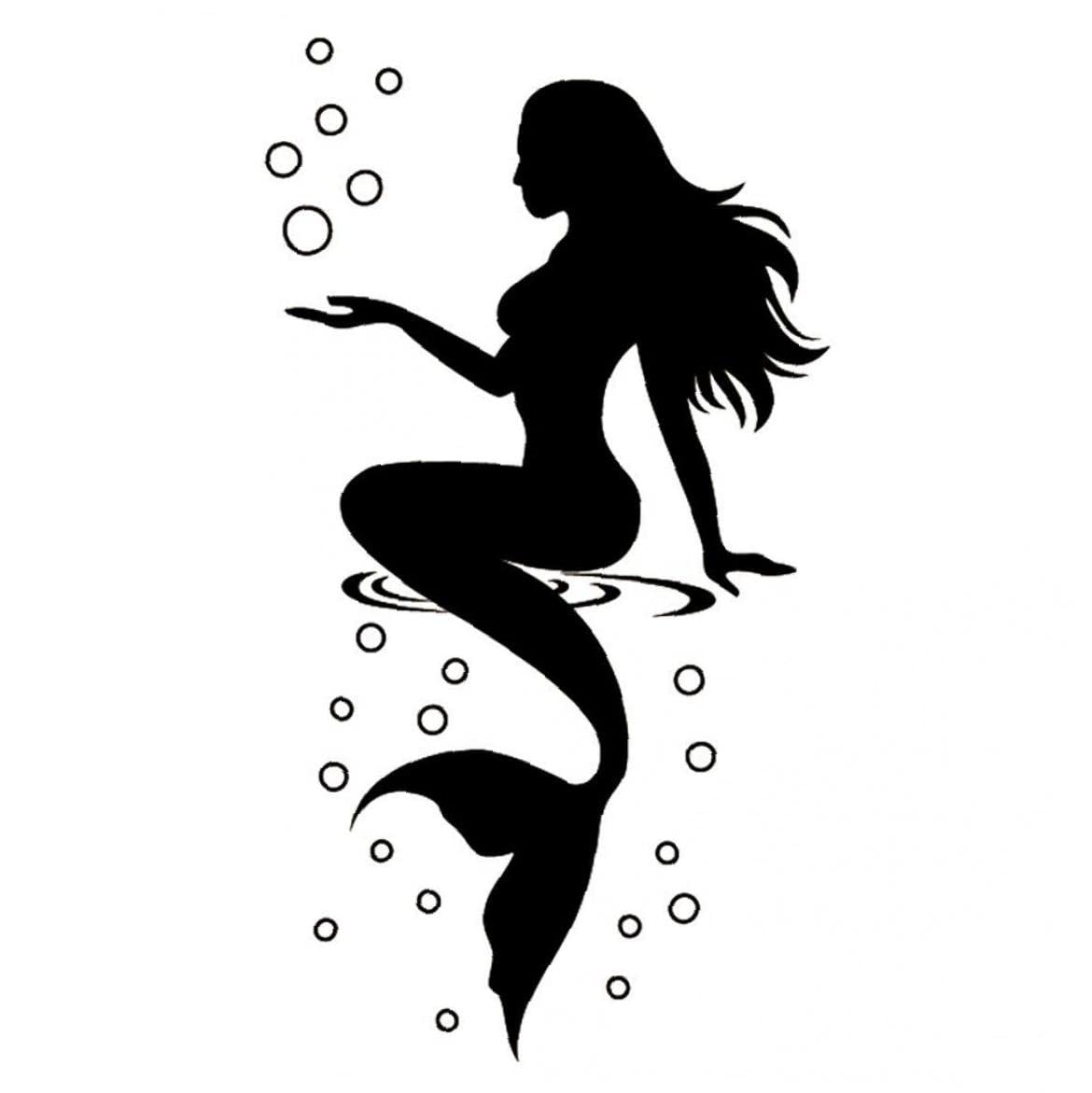 Fopytu Mermaid Wall Stickers, Waterproof Mermaid Wall Decal for Girls Kids Bedroom Living Room Bathroom Decorations