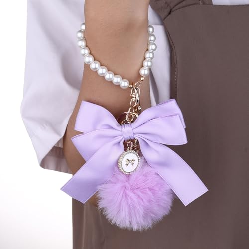 Cute Bow Keychain for Purse, 2 Pcs Bag Charms for Handbags, Purse Accessories Charms Gifts for Girls Women3